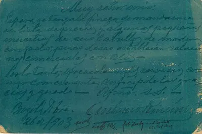 República da Colômbia — resposta postal — editor Antonio Rincón V. — Verso