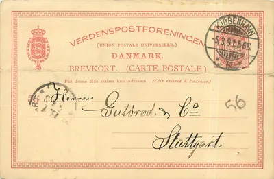 Carta postal universal — Dinamarca — editor Verdenspostforeningen, n°56