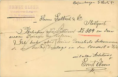 Carta postal universal — Dinamarca — editor Verdenspostforeningen, n°56 — Verso