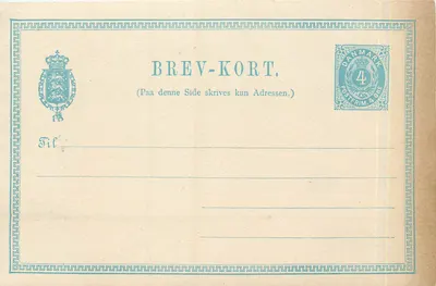 Carte postal dinamarquesa — BREV-KORT — selo de 4 øre