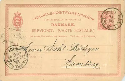 Hamburgo — cartão postal da 'Verdenspostforeningen' — editado pela postagem dinamarquesa