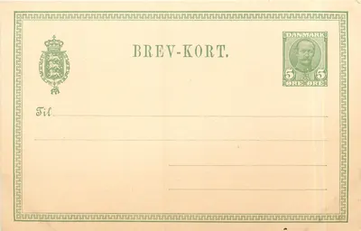 Carta postal dinamarquesa — BREV-KORT. — Editor não visível, número de série não legível