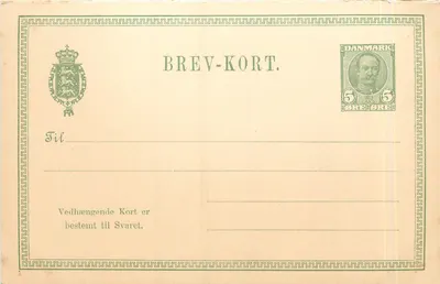 Carta postal resposta dinamarquesa — BREV-KORT. — Editor desconhecido, número de série não visível