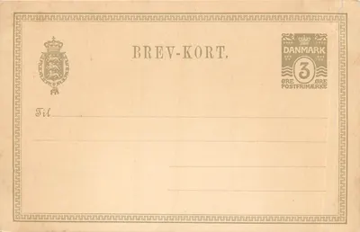 Carta postal dinamarquesa — carimbo 3 øre — editor não visível