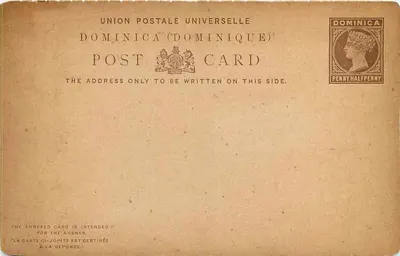 Dominique — karta pocztowa uniwersalna — wydawca Union Postale Universelle — Rewers