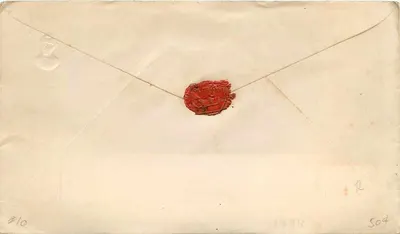 Zamknięta koperta z czerwonym pieczęcią — datowana około 1944 — nr 504 — Rewers