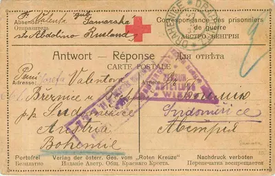 Correspondência de presos — Resposta — Verlag der österr. Ges. vom „Roten Kreuze“