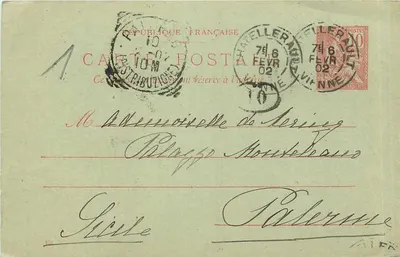 Lerac — Carte postal datada de 7 de fevereiro de 1902 — editada pela República Francesa