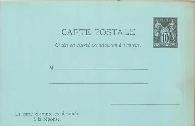Carta postal resposta — República Francesa — carimbo 10c