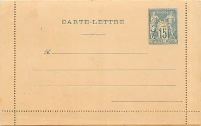 Carta-lettra — selo de 15 centavos azul — República Francesa