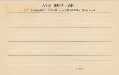 Aviso importante — Correspondência familiar — S.A. LITHO LTD., G.T. — Verso