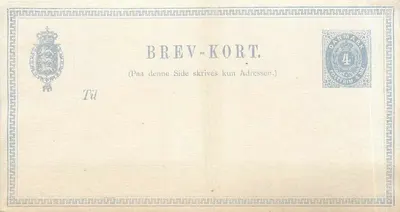 Carte postale dinamarquesa — Brev-Kort — selo de 4 øre