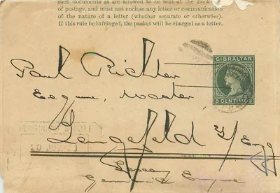 Gibraltar — envelope para uso postal — selo de 5 centavos