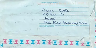 Ghana — List lotniczy do 'The Bible Ministry' w Bell Flower — Ghana Post — Rewers