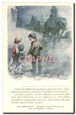 Les Misérables — Como o pequeno Gavroche se aproveita de Napoleão o Grande — ilustração de Morélot