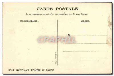 Enfants et bébé dans une chambre — sujet de la lutte contre les puces — éditeur Ligue Nationale Contre le Taudis — Verso
