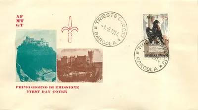 Trieste - Barcola — first day of issue of the decennial stamp of the Italian Republic — publisher AFMT GT