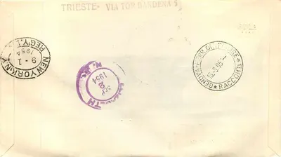 Trieste — Journée d'émission des timbres Marco Polo 1954 — éditeur AMG FTT — Verso
