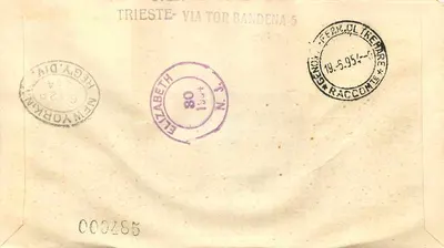 1954年特里埃斯特博览会 — 国际博览会 — 意大利邮政 — 背面