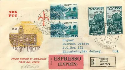Fiera di Trieste 1954 — first day of issue — publisher AMG FTT