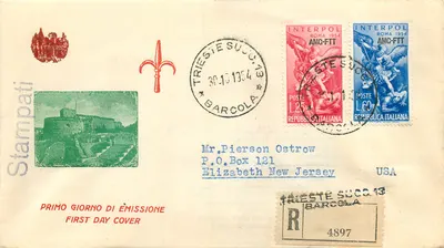 Trieste — INTERPOL 1954 İlk Gün Emisyonu — Stampati Yayımcısı