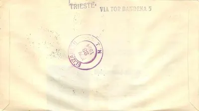 트리에스테 — 발행 첫날 — 인터폴 로마 1954 — 뒷면