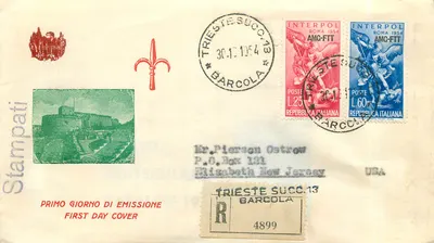 Trieste — Interpol İlk Yayımlama Günü 1954 — Yayımcı Stamppati