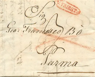 Trieste — carta para Francesco Bò em Parma — selo postal de Trieste