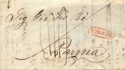 Trieste — Verso de carta postal antiga — V. TRIEST. (editor)