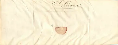 Carta postal de Parma — assinatura 'Giovanni Leo 186' — carimbo 'Schenker' — verso: 'Parmal' — Verso
