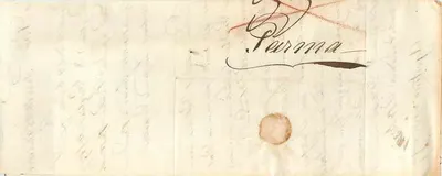Parma — correspondência manuscrita — editor desconhecido — Verso