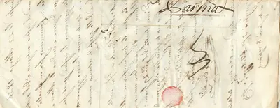 Parma — correspondência manuscrita — cachet postal e selo
