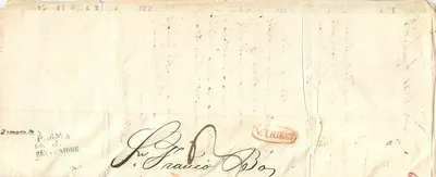 Parma — Carta manuscrita — V. Truesi — Verso