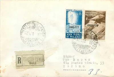 Trieste - Milão - Turim — exposição aérea internacional — editor AMG-FTT, n° de série L55 e 20