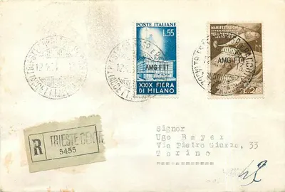 Trieste Centrale — Carta aérea para Torino — Poste Italiane