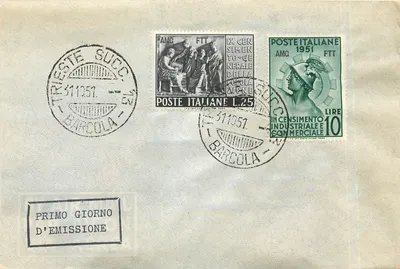 Trieste - Barcola — primeiro dia de emissão 1951 — editor AMG FTT
