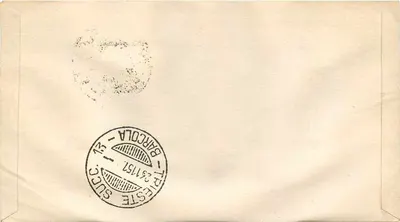 Cinquentenário da Morte de G. Verdi — 1º dia de emissão — Trieste, Barcola — Verso