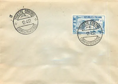 Trieste - Milão - Caselle - Correspondência postal - Selo 60 liras República italiana