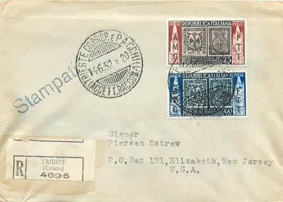 Trieste — Envelope postal com selos comemorativos — editor StampaTrieste