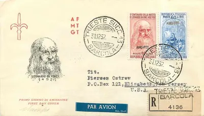 Leonardo da Vinci — 5º centenário de seu nascimento — emissão italiana 1952