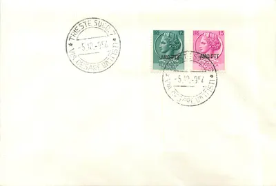 트리에스테 - 세자레 바티스티 거리 — 이탈리아 우표 및 1954년 우체국 도장