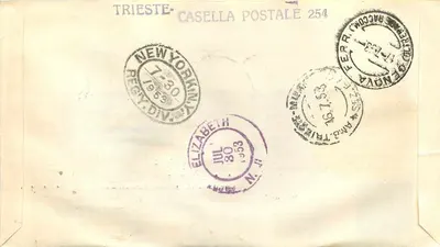 Primeiro dia de emissão - Roma 1953 — editor E.A. Roma, n° de série 53 — Verso