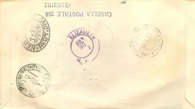 Trieste - Prima Giornata di Emissione - Timbri agricoli italiani 1953 — editore E.A. Roma, n° di serie 53 — Verso