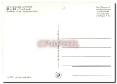 Trem SGA — Pendelzug St. Gallen – Gais – Appenzell – Bahn — Rud. Suter AG Zürich — Verso