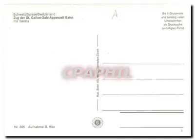 Trem da Linha St. Gallen-Gais-Appenzell — Säntis — Rud. Suter AG, Zürich — Verso
