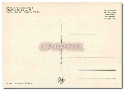 Trem Roter Pfeil — Suíça/Suíça — Rudolf Suter AG, Zürich — Verso