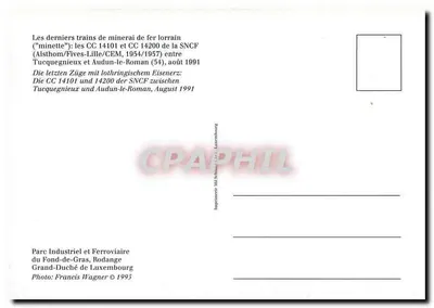 Ostatnie pociągi towarowe lorrzańskie — CC 14101 i CC 14200 — SNCF — sierpień 1991 — Rewers