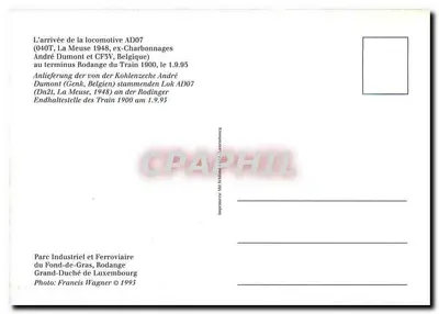 Lokomotywa AD07 — przyjazd na koniec linii Rodange — Parc Industriel et Ferroviaire du Fond-de-Gras — Rewers