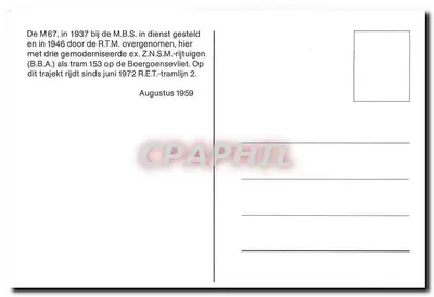 Tram M67 em Boergeroensevliet — texto descritivo — Verso