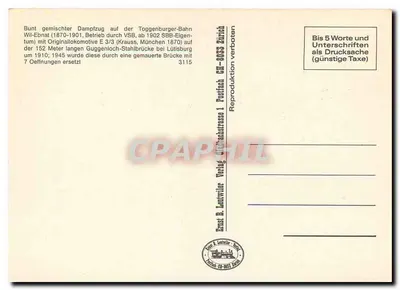 Ponte perto de Lütisburg — Toggenburger-Bahn — editor Ernst B. Lautwiler, n° 10647 — Verso